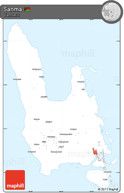 Classic Style Simple Map of Sanma, single color outside