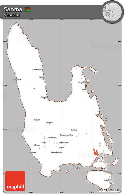 Gray Simple Map of Sanma, cropped outside