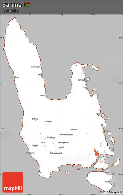 Gray Simple Map of Sanma, cropped outside