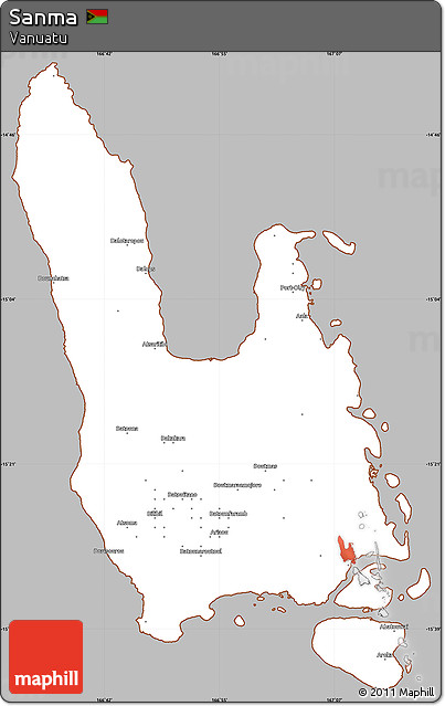 Gray Simple Map of Sanma, cropped outside
