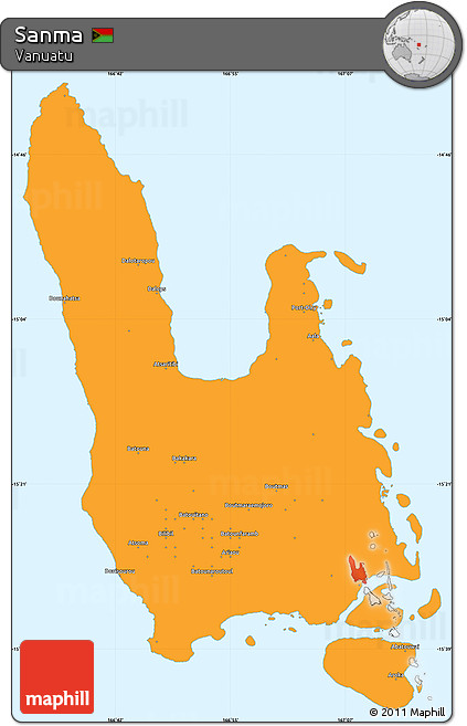 Political Simple Map of Sanma, single color outside