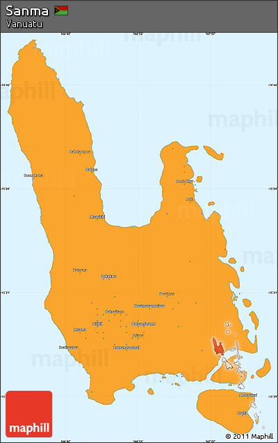 Political Simple Map of Sanma, single color outside