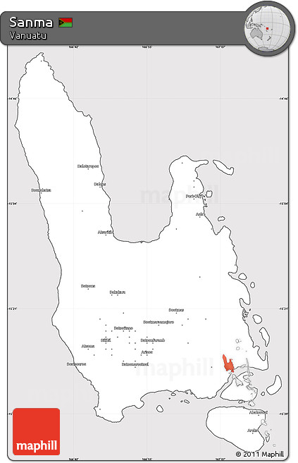 Silver Style Simple Map of Sanma, cropped outside