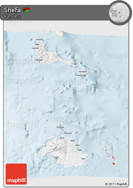 Classic Style 3D Map of Shefa, single color outside