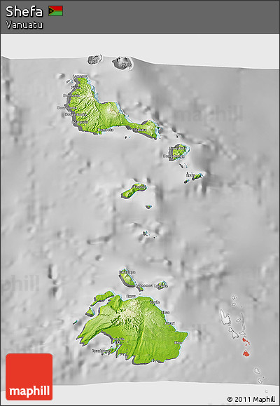 Physical 3D Map of Shefa, desaturated