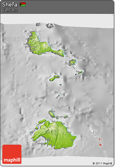 Physical 3D Map of Shefa, desaturated