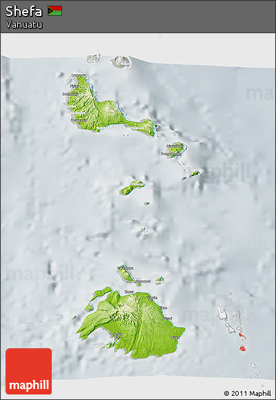 Physical 3D Map of Shefa, lighten, semi-desaturated