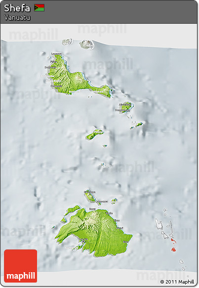 Physical 3D Map of Shefa, lighten, semi-desaturated