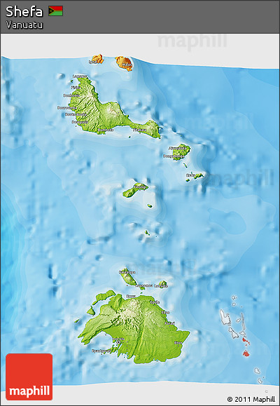 Physical 3D Map of Shefa, political outside