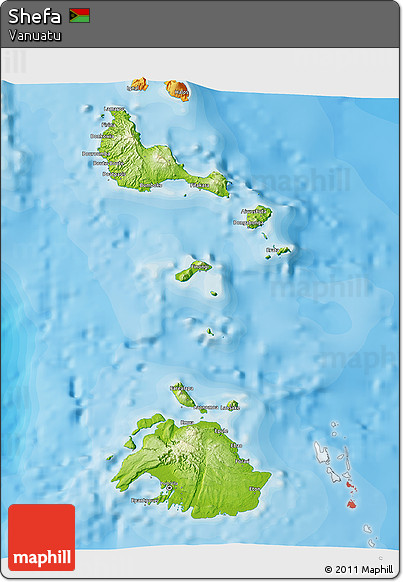 Physical 3D Map of Shefa, political outside
