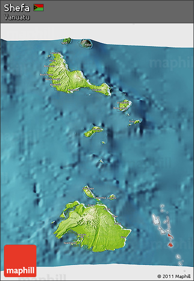 Physical 3D Map of Shefa, satellite outside