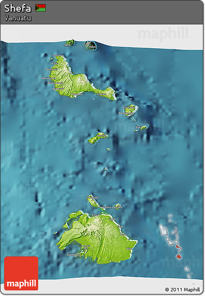 Physical 3D Map of Shefa, satellite outside
