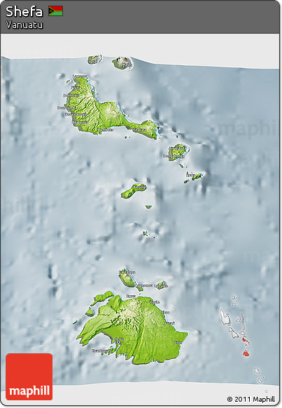 Physical 3D Map of Shefa, semi-desaturated