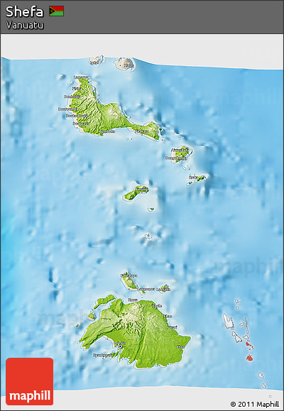 Physical 3D Map of Shefa, shaded relief outside
