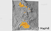 Political 3D Map of Shefa, darken, desaturated