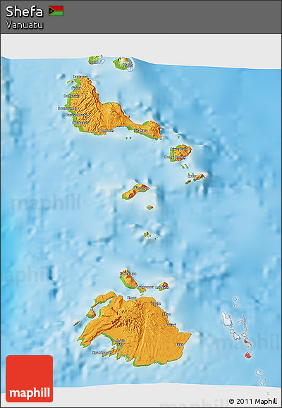Political 3D Map of Shefa, physical outside
