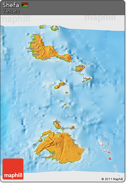 Political 3D Map of Shefa, physical outside