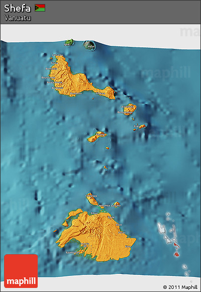 Political 3D Map of Shefa, satellite outside