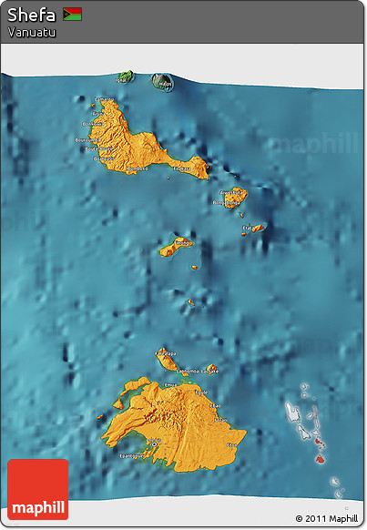 Political 3D Map of Shefa, satellite outside