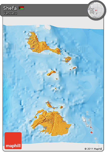 Political 3D Map of Shefa, single color outside