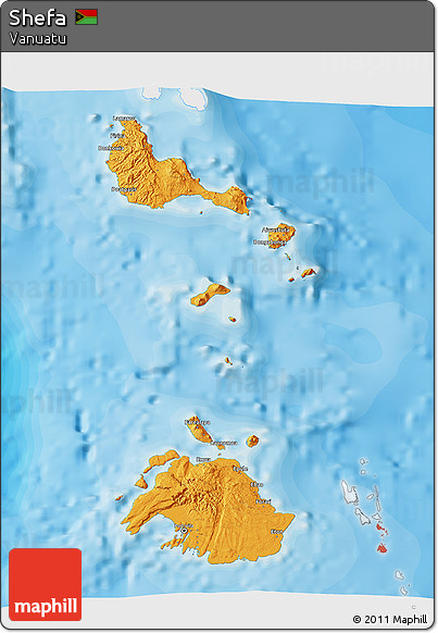 Political 3D Map of Shefa, single color outside