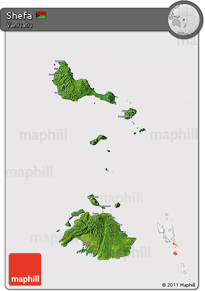 Satellite 3D Map of Shefa, cropped outside