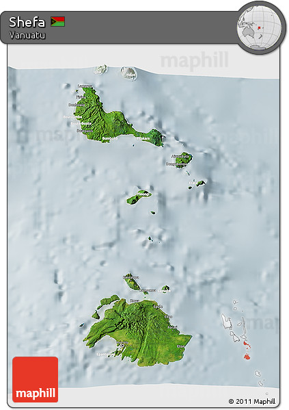 Satellite 3D Map of Shefa, lighten