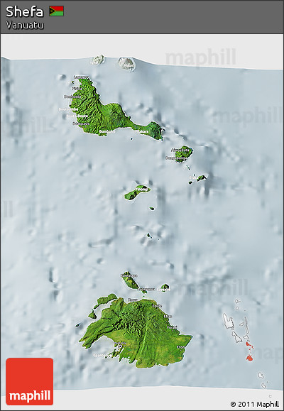 Satellite 3D Map of Shefa, lighten