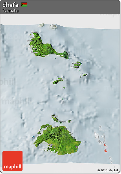 Satellite 3D Map of Shefa, lighten