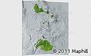 Satellite 3D Map of Shefa, lighten, semi-desaturated