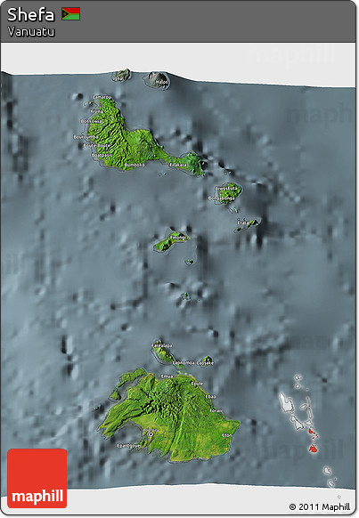 Satellite 3D Map of Shefa, semi-desaturated