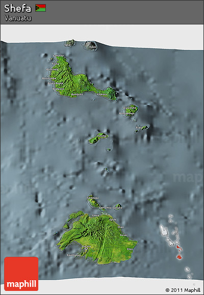 Satellite 3D Map of Shefa, semi-desaturated