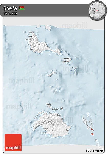 Silver Style 3D Map of Shefa, single color outside
