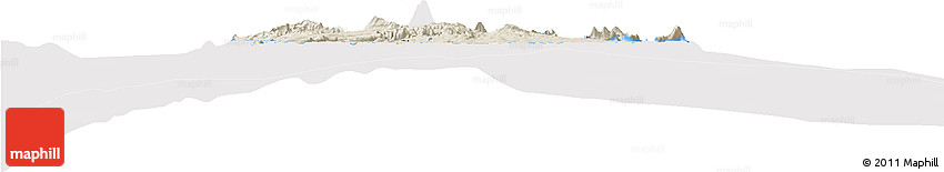 Shaded Relief Horizon Map of Shefa, cropped outside