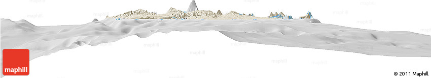 Shaded Relief Horizon Map of Shefa, lighten, desaturated