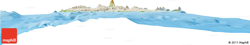 Shaded Relief Horizon Map of Shefa, physical outside