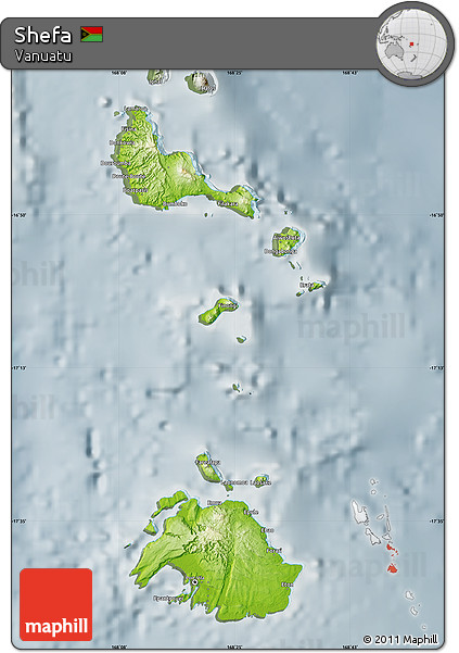 Physical Map of Shefa, semi-desaturated