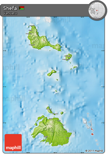 Physical Map of Shefa, single color outside