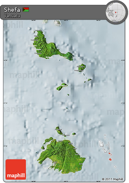 Satellite Map of Shefa, lighten