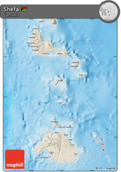 Shaded Relief Map of Shefa