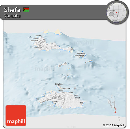 Classic Style Panoramic Map of Shefa, single color outside