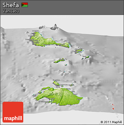 Physical Panoramic Map of Shefa, desaturated