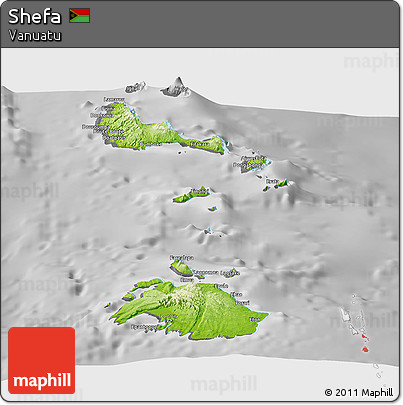 Physical Panoramic Map of Shefa, desaturated