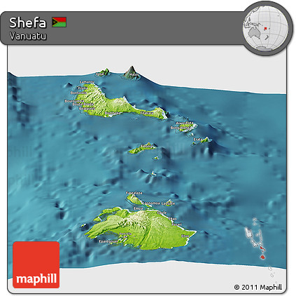 Physical Panoramic Map of Shefa, satellite outside