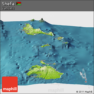 Physical Panoramic Map of Shefa, satellite outside