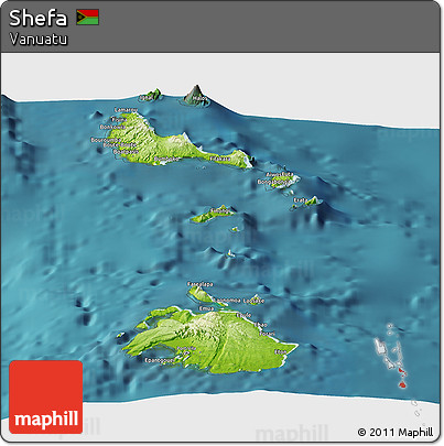 Physical Panoramic Map of Shefa, satellite outside