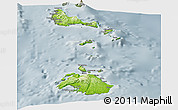 Physical Panoramic Map of Shefa, semi-desaturated