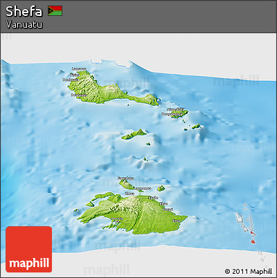 Physical Panoramic Map of Shefa, single color outside