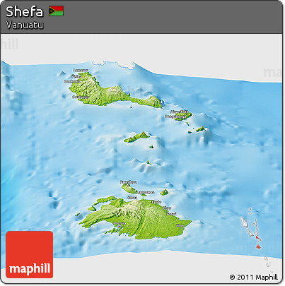 Physical Panoramic Map of Shefa, single color outside