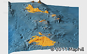 Political Panoramic Map of Shefa, darken